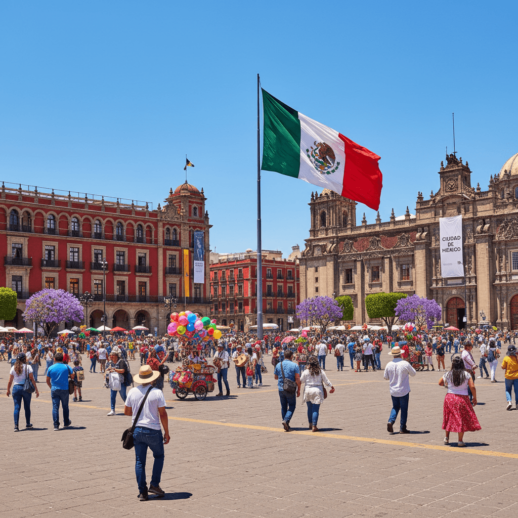 Mexico City landmark and plaza